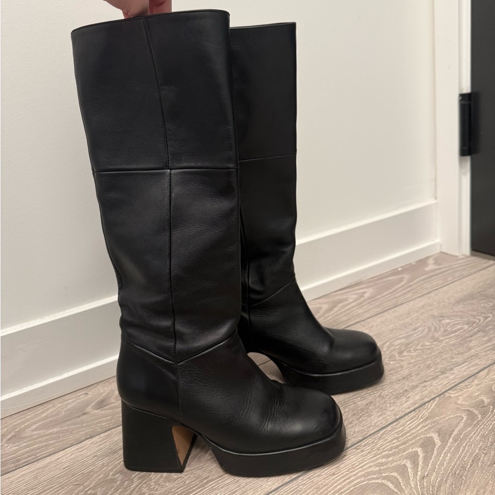 L’Intervalle Black Leather Knee-High Boots — Size 36 (Made in Spain)